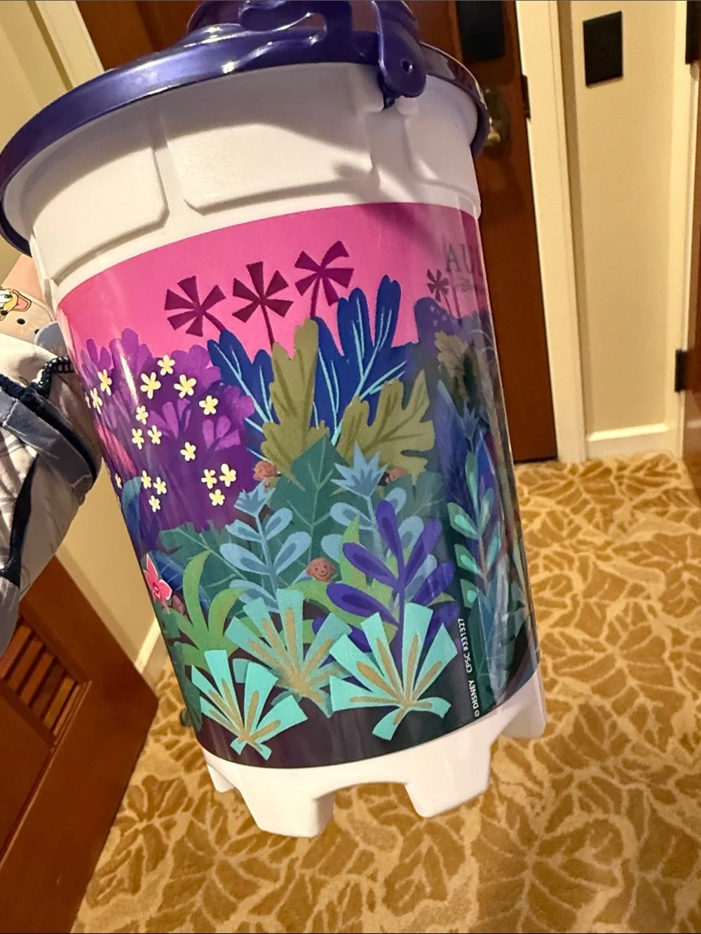 Disney Aulani Exclusive Purple and White Stitch Tropical Popcorn Bucket
